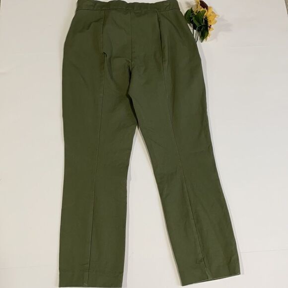 Everlane The Side-Zip Stretch‎ Ponte Crop Cotton Pants In Green Size 2 - Picture 8 of 12
